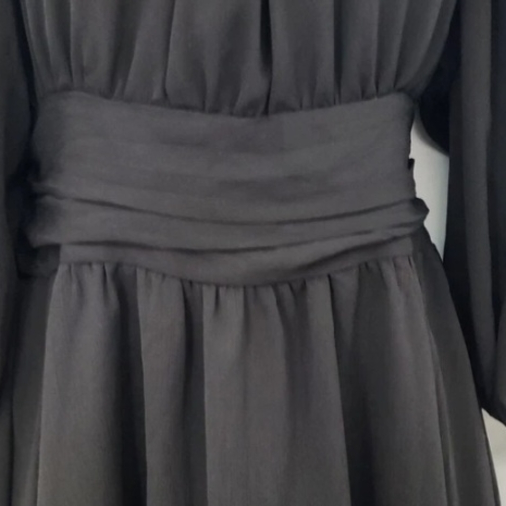 EXLURA‎ Black Long Sleeve Tie Back Dress - Picture 4 of 6